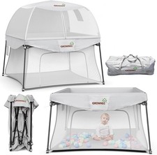 GROWNSY BABY PLAYPEN FOLDABLE OUTDOOR PLAYPEN CANOPY 48×48 INCH - GRAY