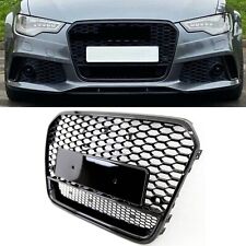 Fits Audi A6 S6 C7 11-15 Front Bumper Grille Gloss Black RS6 Style Badgeless