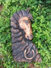 Chainsaw Carving Horse Wood Carving Sculpture Cowboy Western Rutic Wall Hanger