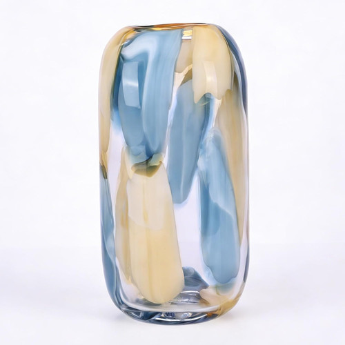 Hand blown blue glass vase - blown,