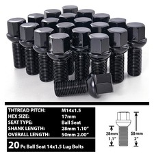 20PC Black Alloy Wheel Bolts