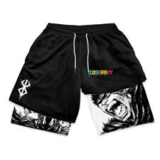 Anime Berserk Print 2 in 1 Running Shorts Gym Workout Fitness Shorts Men Pants