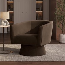 Brown Velvet Swivel Armchair -