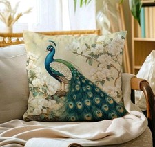1 X Peacock cushion covers peacock Feathers Blue Green