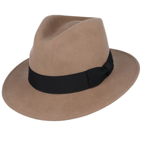 Wool fedora hat adorned with - wool,