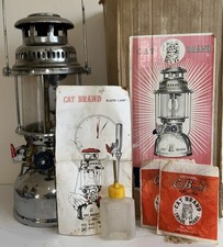 VTg CAT BRAND 350 RAPID CHROME PARAFFIN LAMP 2 x Mantles - Fuel Bottle- Instruc.