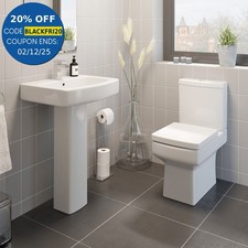 Close Coupled Toilet and Basin Sink Set Bathroom Modern Cloakroom Ceramic Suite