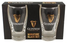 Guinness Set of 2 x Miniature Beer Glasses with Harp Logo Design. Licensed