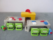 Playmobil Dollshouse/School furniture: Desks, chairs, books and backpacks