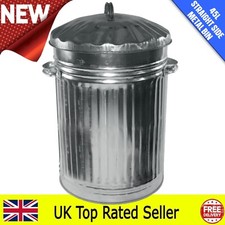 galvanised metal bin waste rubbish dustbin pet food heavy duty retro bin 45l