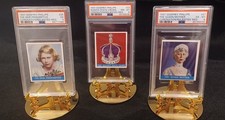 Queen Elizabeth II, Royal Collectible Set of 3, PSA Graded Vintage Cards