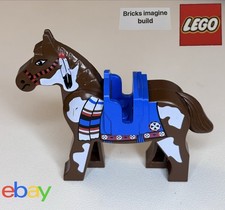 LEGO Wild West Indian Brown Horse with Blue Blanket and Saddle with One Clip-12D