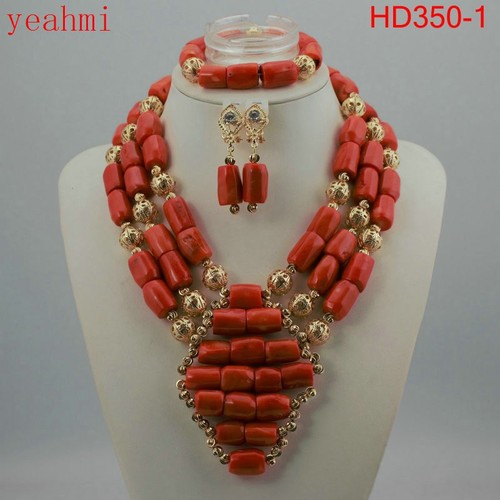 Coral beads statement - beads, necklace