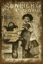 Sunlight Clothes Soap Advert Vintage Look Retro Style Metal Sign Plaque, laundry