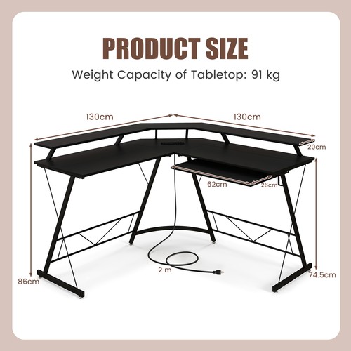 Shaped computer desk - desk, with