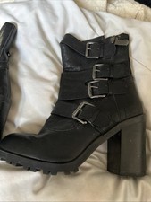 Aldo Black Buckle Ankle Boots Size 4