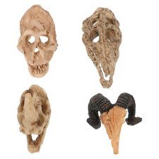  4 Pcs Reptile Tank Accessories Corner Cave Aquarium Large Skull Decor