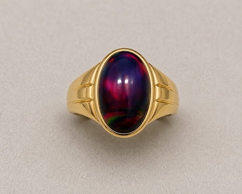 Natural black opal men ring - natural,