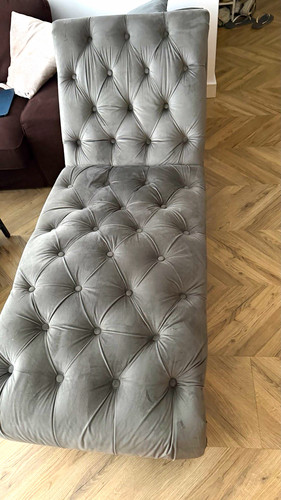 Grey velvet tufted chaise - tufted,