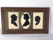  Vintage Silhouette Cut Portrait 1930s Set Of 3 Signed Framed 