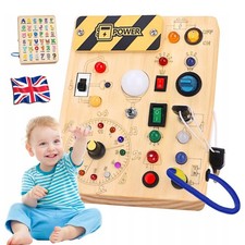 Montessori Busy Board Sensory Travel Activity Toys Wooden With LED Light Switch