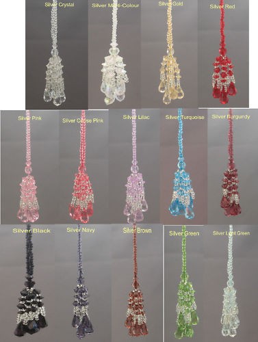 New silver beaded key tassel - silver,