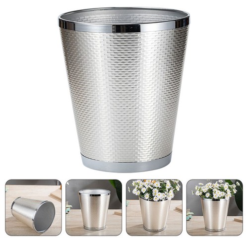 Metal garbage can silver - garbage,