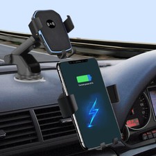 2in1 Wireless Car Charger Mount Holder For Apple iPhone 17 16 Samsung S25 Ultra