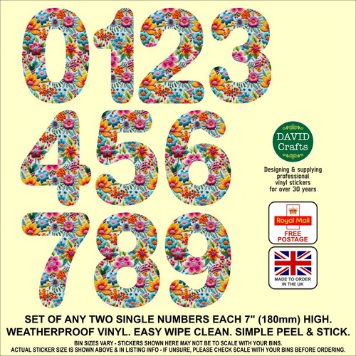 Floral wheelie bin number - 2,