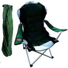 2 x FOLDING DELUXE PADDED LARGE CAMPING LEISURE CHAIRS & BAG fishing boat  