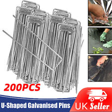 200PCS Galvanised Steel U Shaped Weed Membrane Pins Ground Stakes Garden Pegs