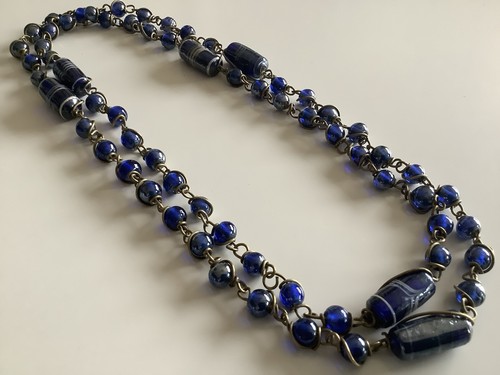 Long glass beaded necklace - long,