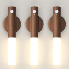 Rechargeable Wall Sconces Magnetic Night Light Motion Sensor Wooden LED Lighting