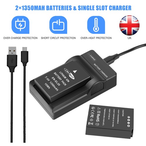 2pcs 1350mah el20a - 2pcs, en-el20a