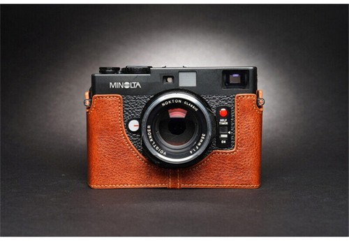 Leather half case - leather, minolta