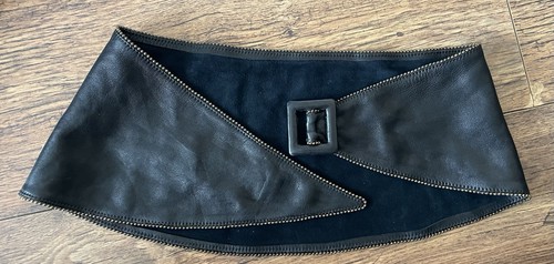 Y2k black leather wide - y2k, waist