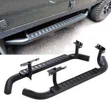 For Land Rover Defender 90 Fixed All Black Side Steps Running Boards 2003+ Pair