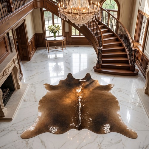 Genuine cowhide rug brown - cowhide,