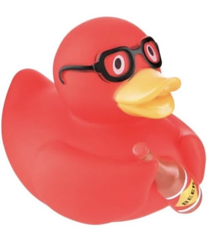Large rubber duck with - with, beer