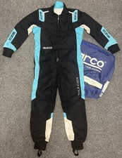 Sparco Thunder Black Blue Kart Karting Racing Suit + Bag - Size 120