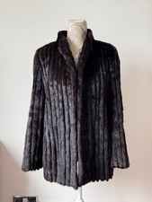 Saga Mink Fur Coat Size 12 Dark Brown Ranch Mink