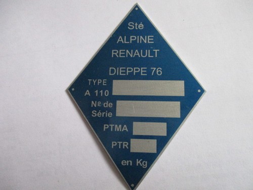 Type plate renault - type, alpine
