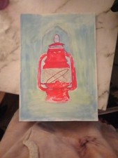 Rustic Oil Lamp Watercolour