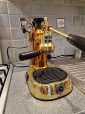 La Pavoni Europiccola Espresso Machine in Brass w/ accessories