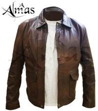 Mens Jacket Indiana Jones Style Vintage/Antique 100% Real Leather by ALMAS