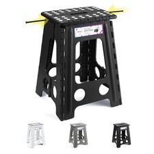 HOUSE DAY 17 inch Tall Folding Step Stool for Adult - Large Heavy Duty Plasti...