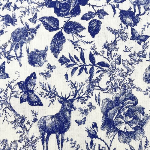 Cotton fabric blue ink forest - cotton,