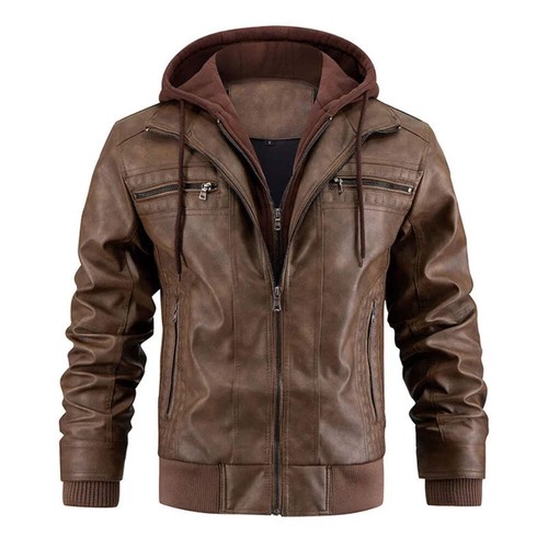Leather hooded winter - leather,