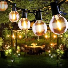31FT Outdoor String Lights 28 LED G40 Bulbs Festoon Waterproof Garden Party