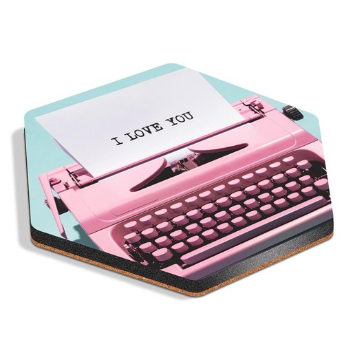 Hexagon mdf coaster pink - hexagon,